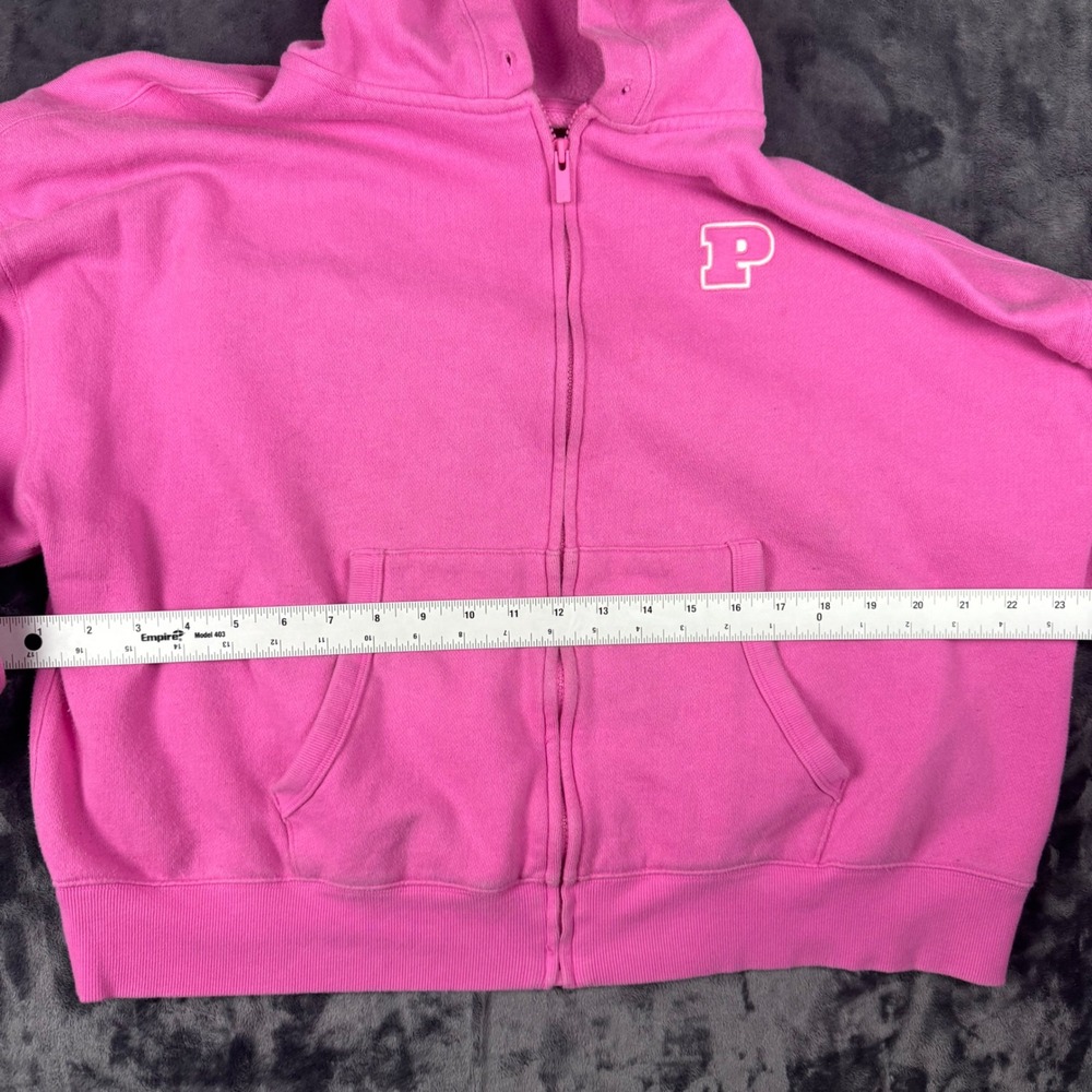 PINK Victoria's Secret Zip Hoodie Women XL Pink Logo Graphic Fleece Sweatshirt